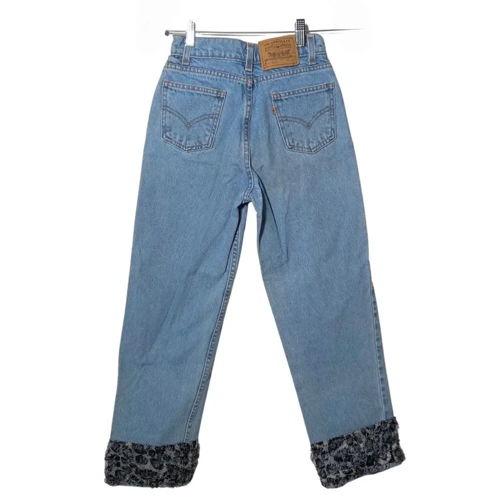 Vintage Levi’s 1997 Paisley Trim High Rise Jeans Girls 12 Orange Tab